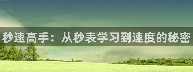 yy易游体育：秒速高手：从秒表学习到