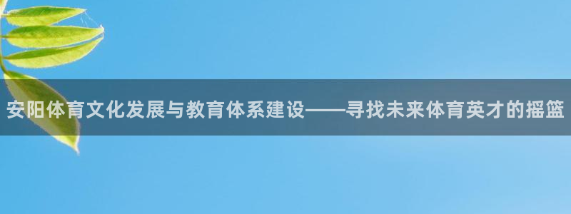 yy易游体育电竞登录不上去怎么办：安阳体育文化发展与教育体系